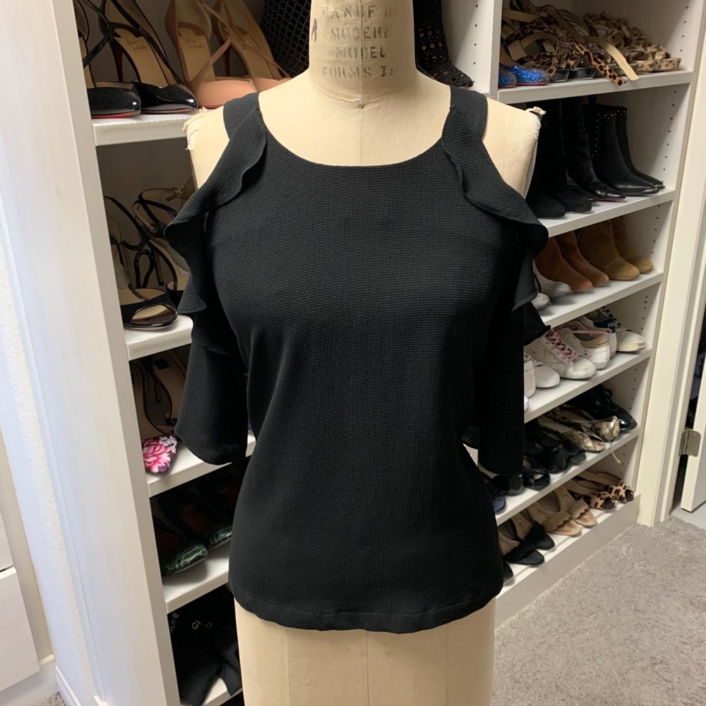 Aqua cold shoulder blouse
